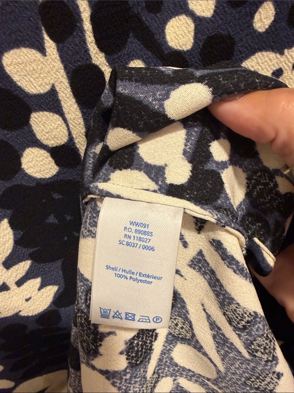 Boden Navy and Cream Floral-Print Long Sleeve Shift Dress - Picture 3 of 5